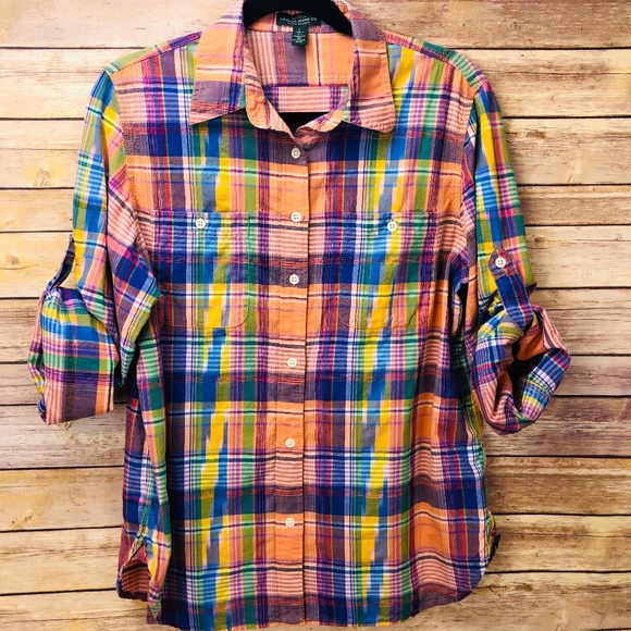 Lauren Ralph Lauren Tops - Ralph Lauren Rainbow Plaid Button Down Shirt